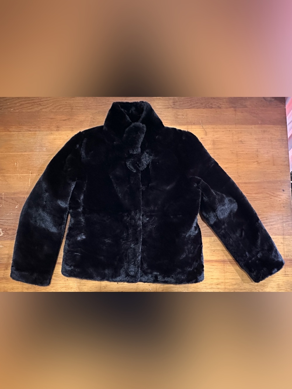 S.E.B. by Sebby Black Faux Fur Teddy Jacket for Women size Small